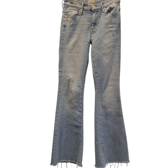 Mother The Weekender Fray Midrise Flare Jeans Sz 25 Blue Swimming Pool Sunday - Picture 3 of 10